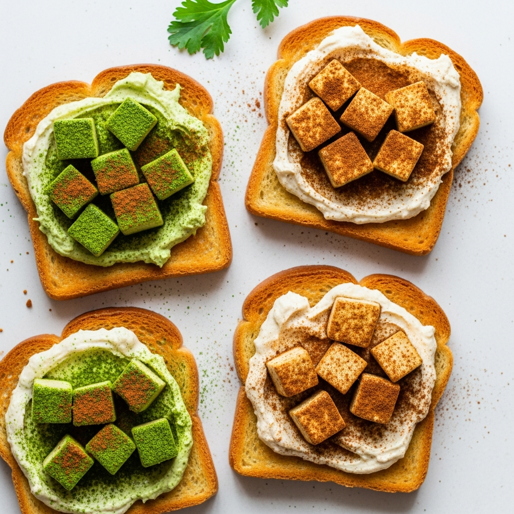 Matcha Cinnamon Tofu Breakfast Toasts