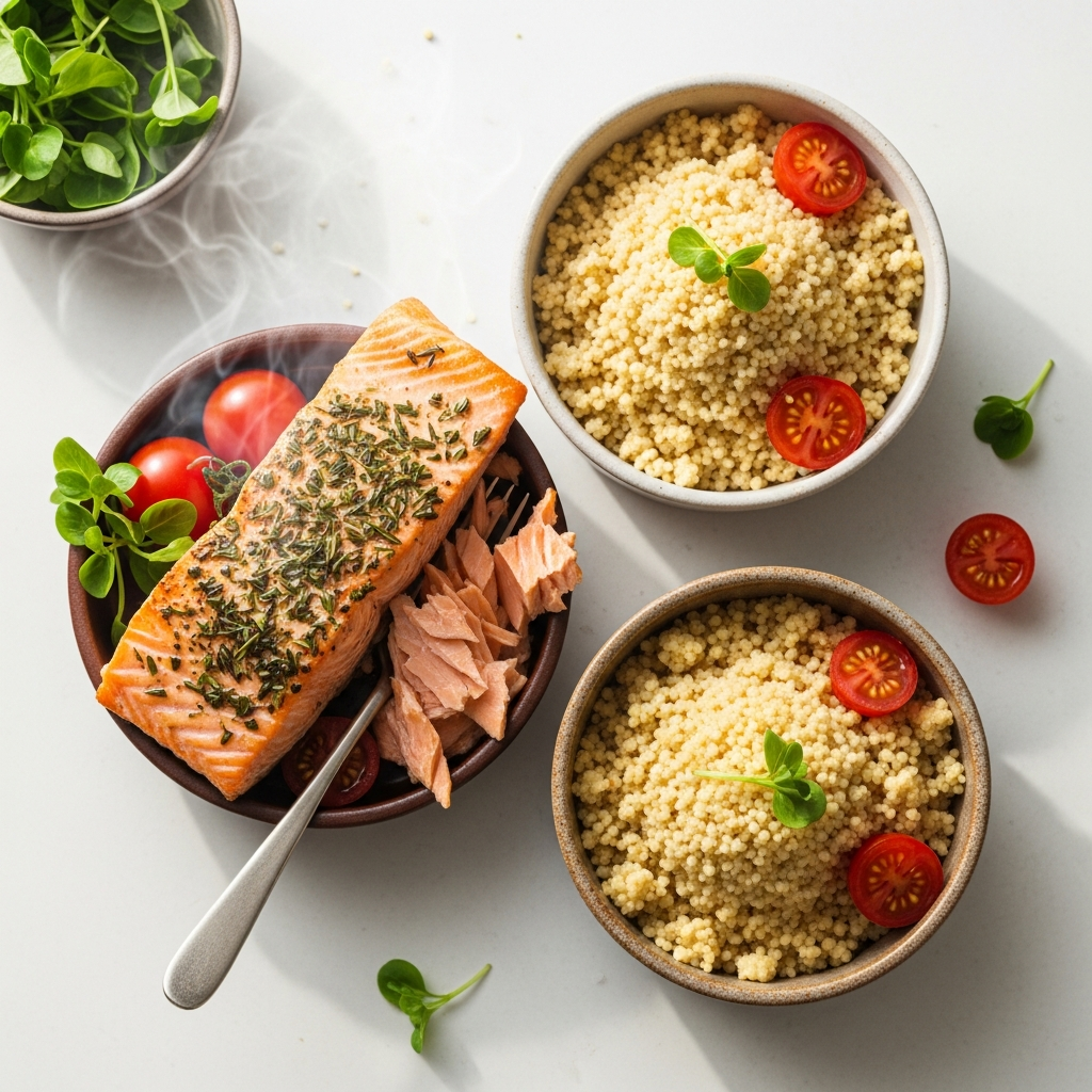 Mediterranean Herb Salmon Couscous Mini Bowls