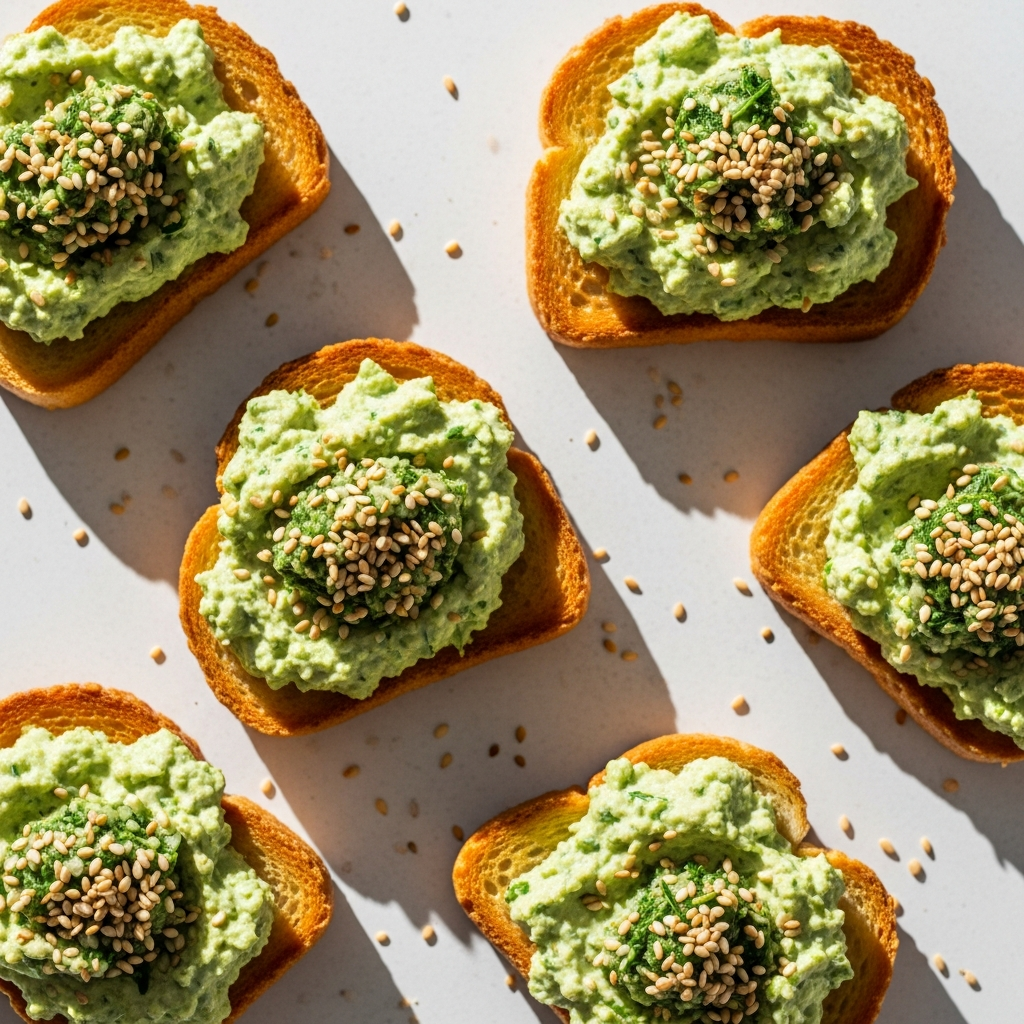 Savory Matcha Herb Tofu Toast Bites