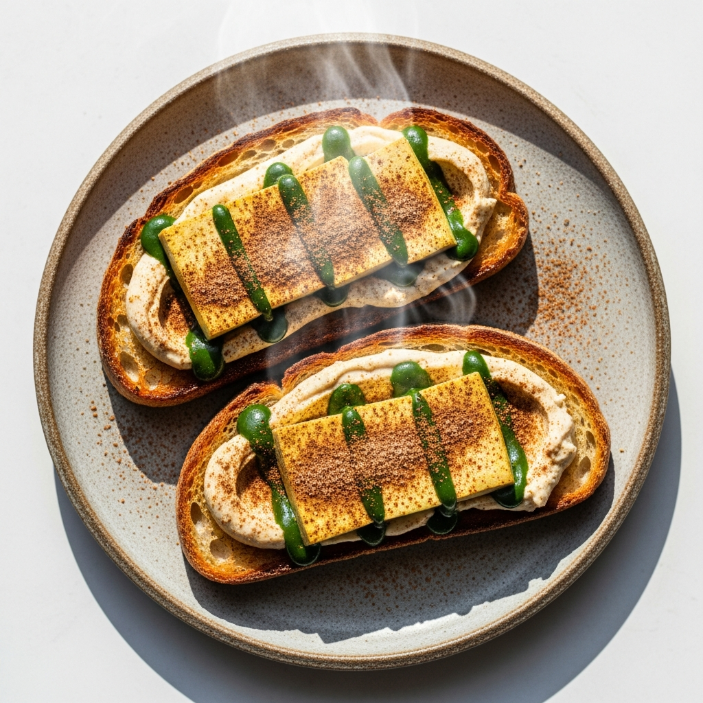 Warm Cinnamon Matcha Tofu Toast