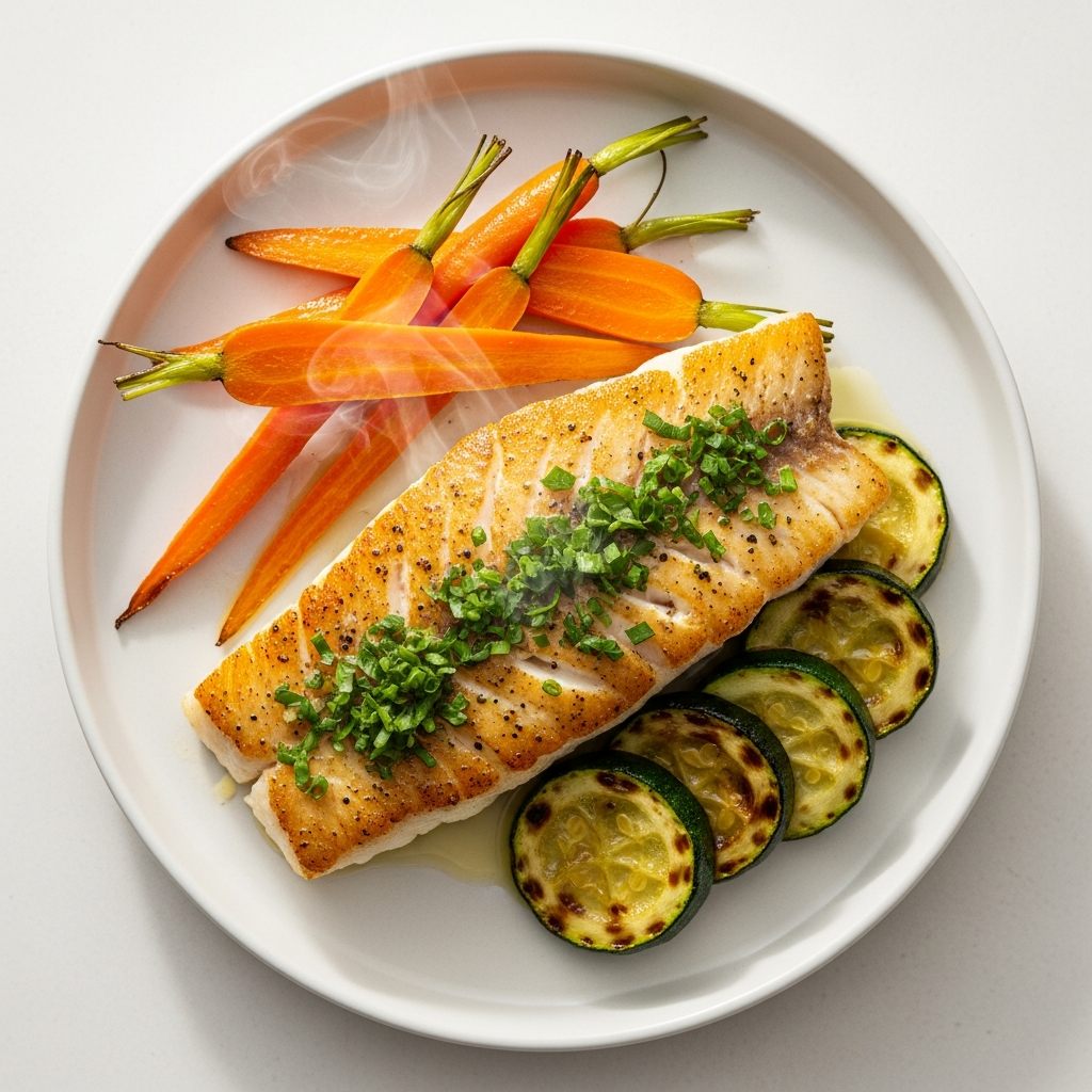 Herb Barramundi with Zucchini & Carrots