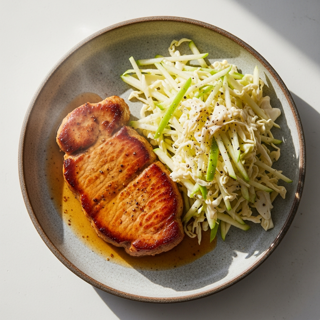 Honey Mustard Pork with Apple Slaw