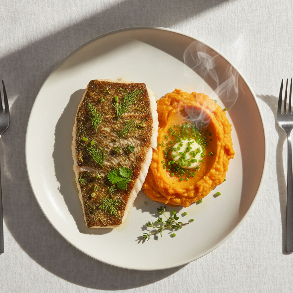 Herb Barramundi with Sweet Potato Mash (Peanut-Free)