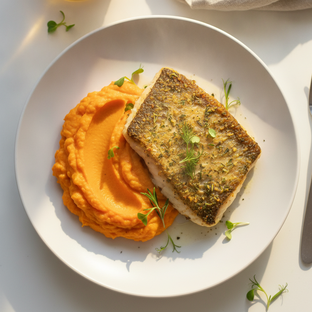 Herb Barramundi with Sweet Potato Mash (Dairy-Free)