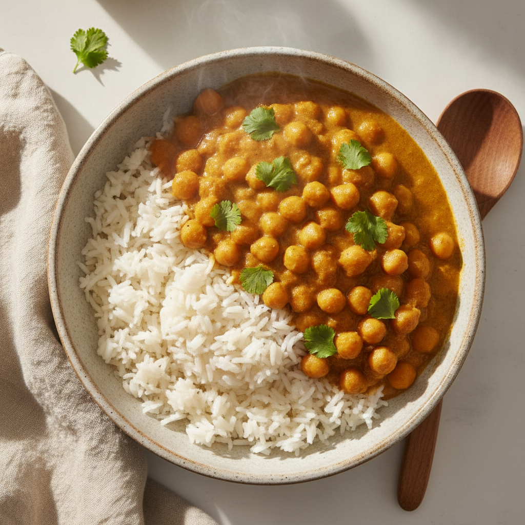 Coconut-Chickpea Curry over Rice