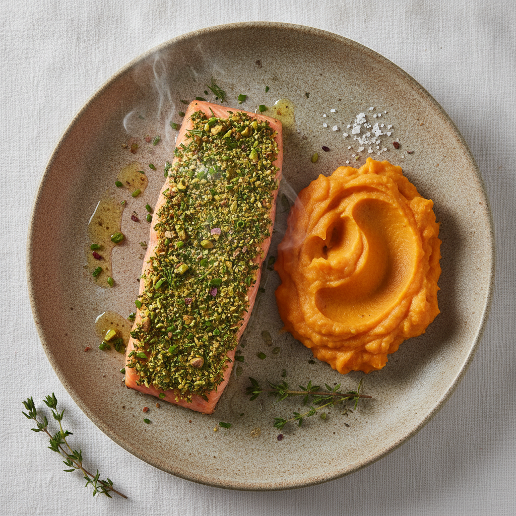 Herb Salmon with Sweet Potato Mash (Egg-Free)