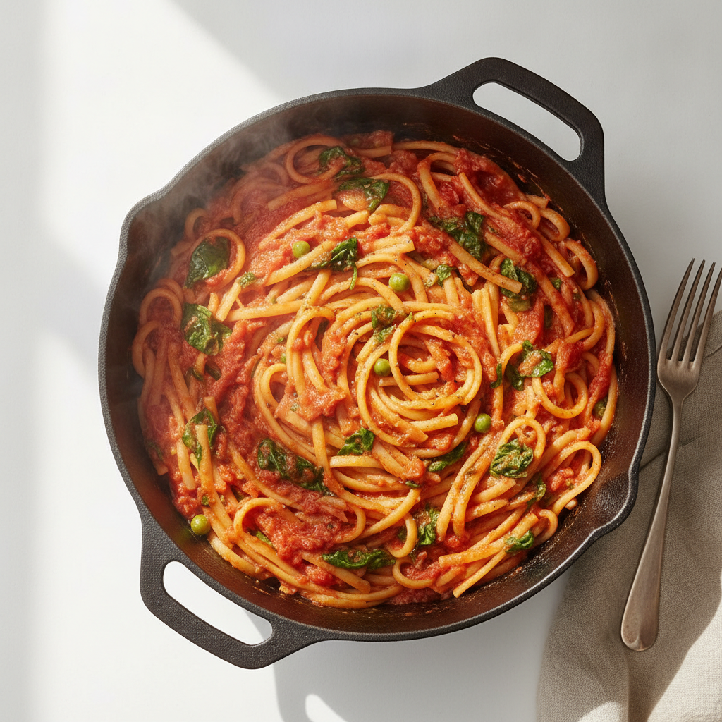 One-Pot Tomato Pasta with Hidden Veg