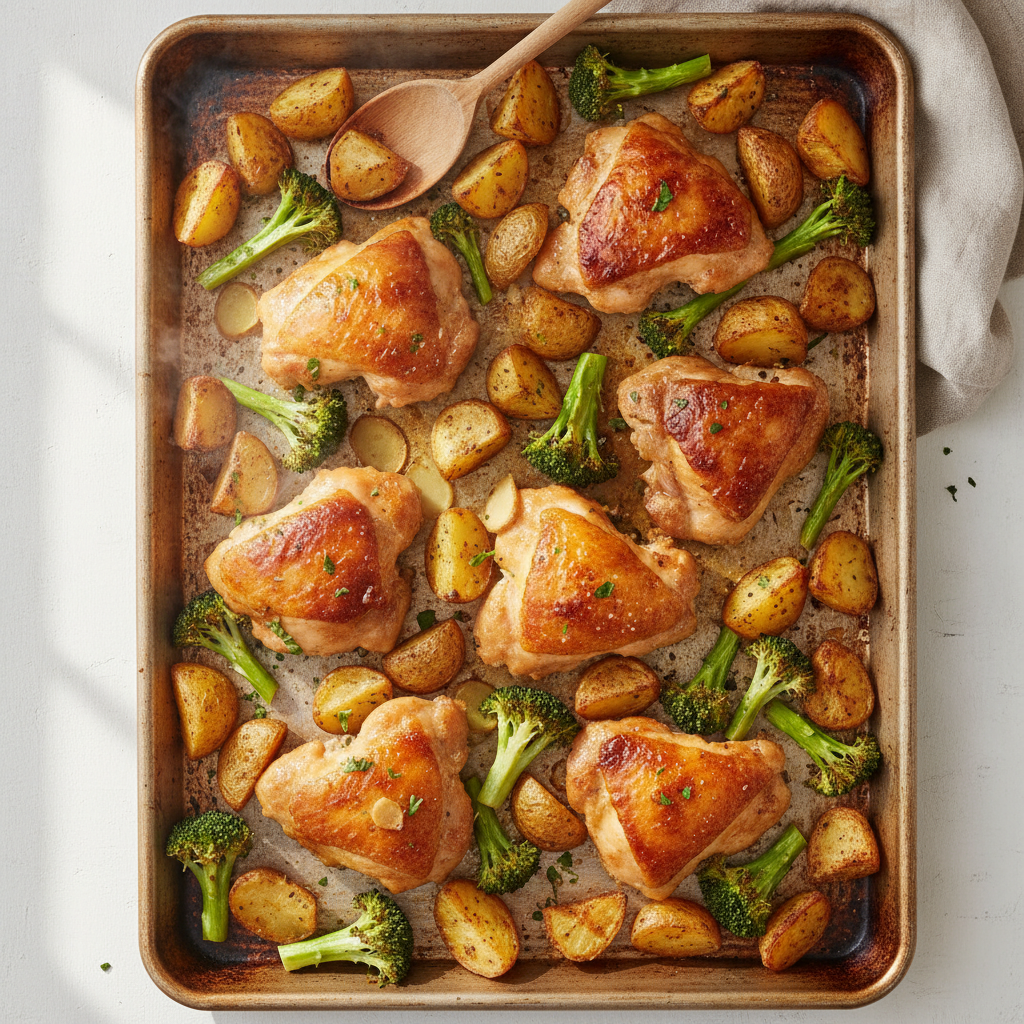 Sheet-Pan Ginger Chicken, Potatoes & Greens