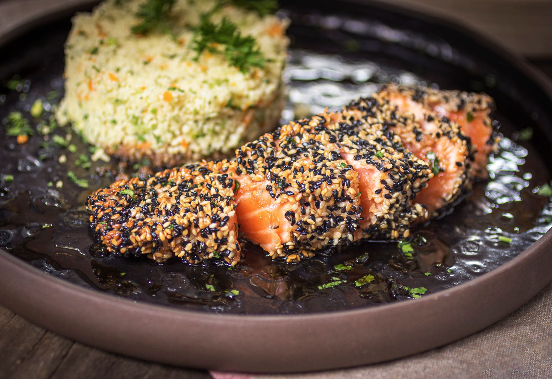 Herbed Salmon Couscous Bites with Spinach