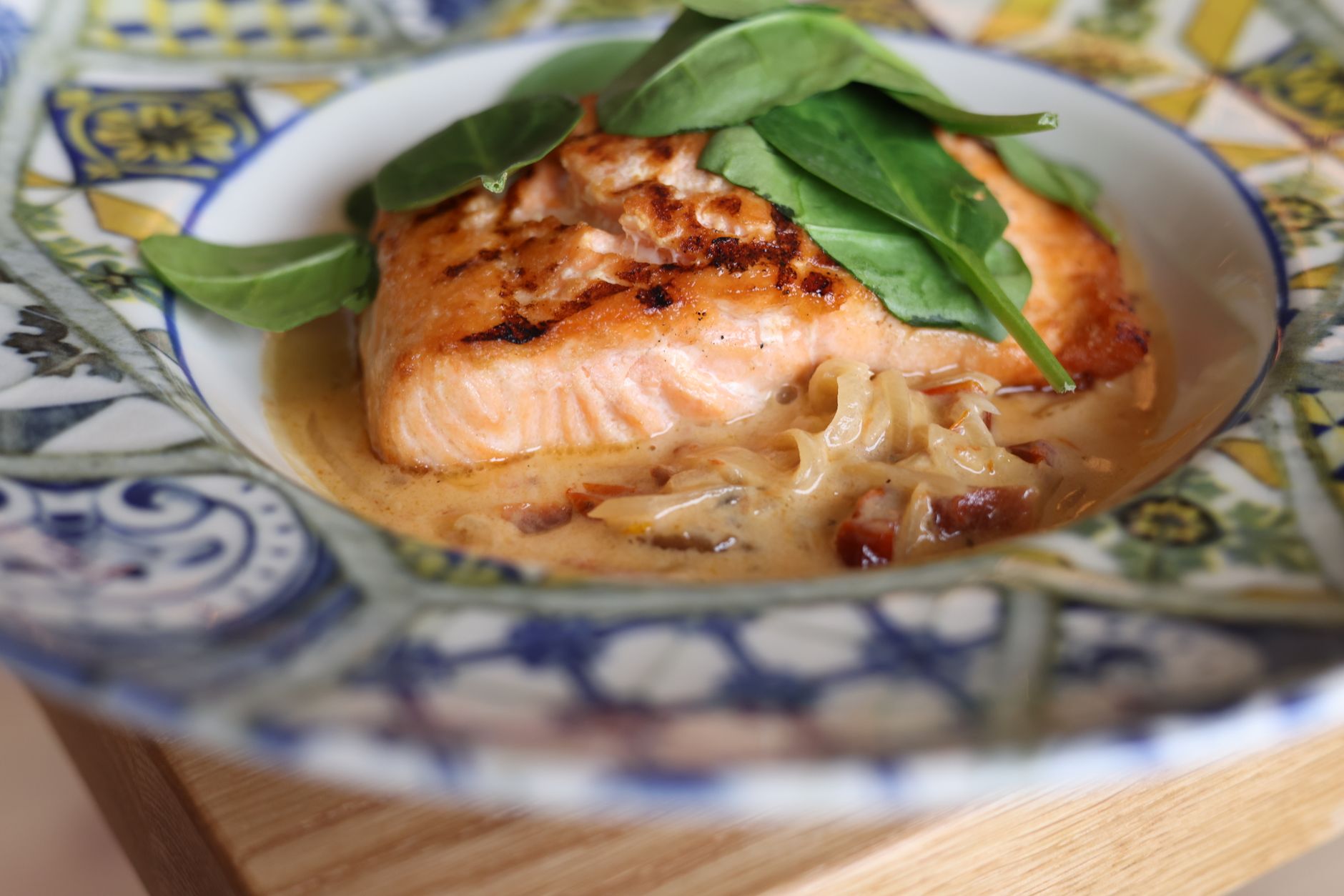 Mediterranean Herb Salmon with Brown Rice & Prune Spinach