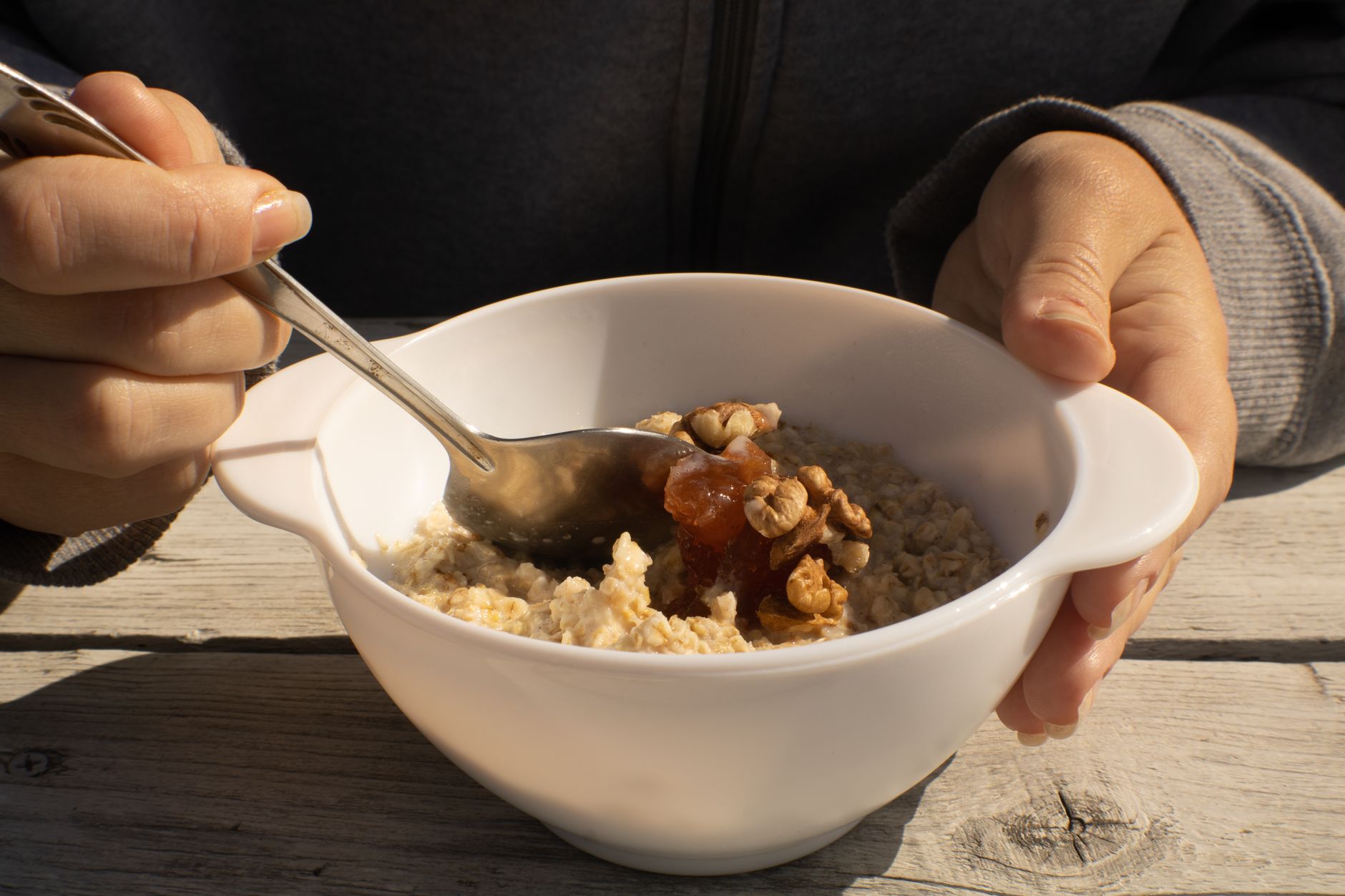 Warm Apple Walnut Protein Porridge