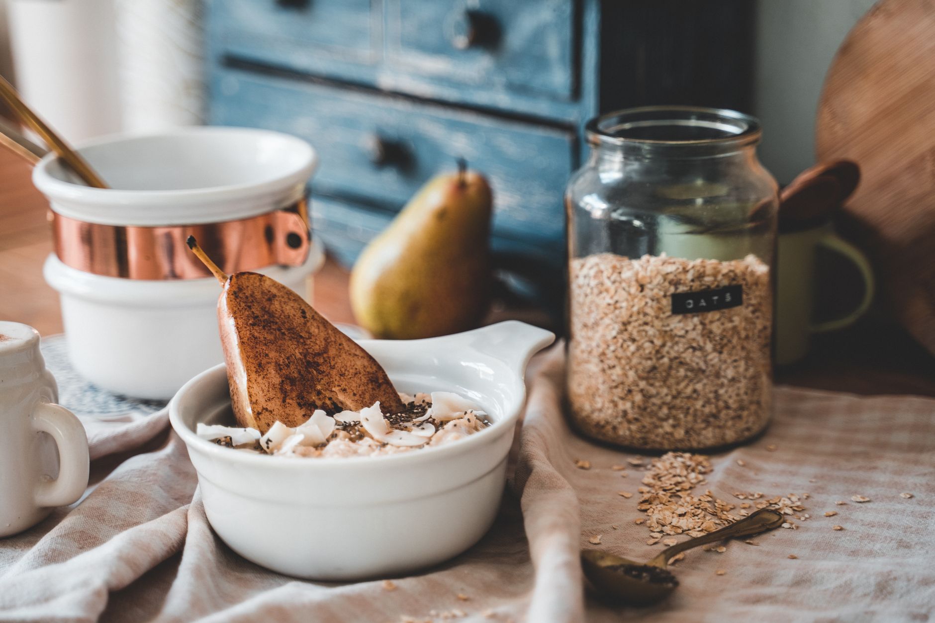 Warm Quinoa Breakfast Bowl with Pear & Almonds