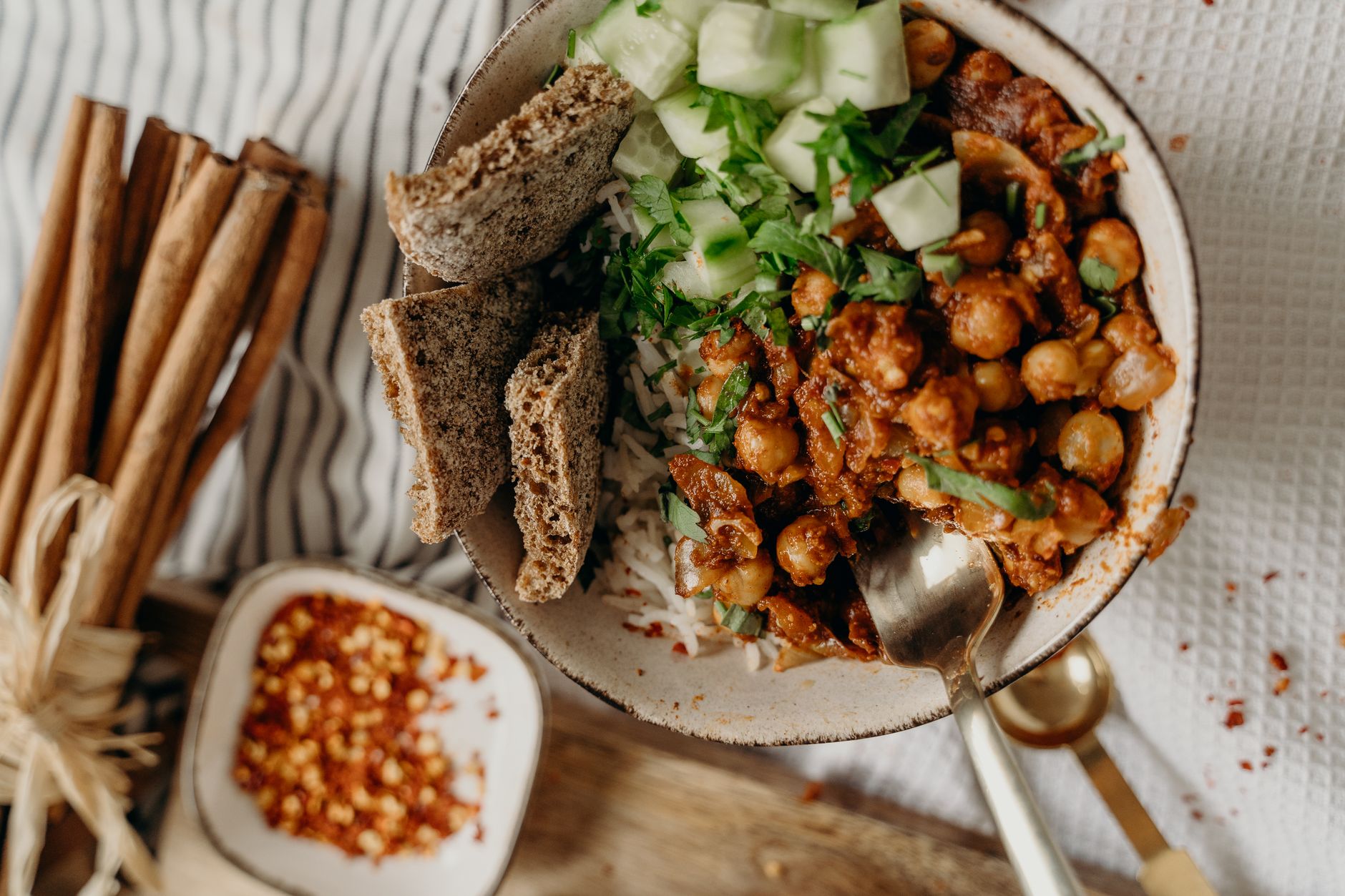 Warm Cinnamon Matcha Brown Rice Protein Bowl