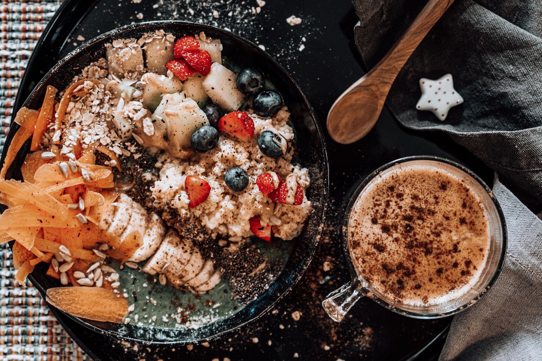 Warm Cinnamon Matcha Brown Rice Breakfast Bowl