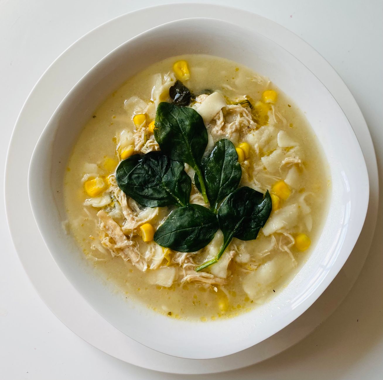 Salted Sipping Broth with Shredded Chicken